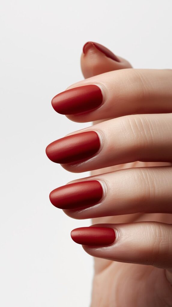 Matte Red Spring Nails