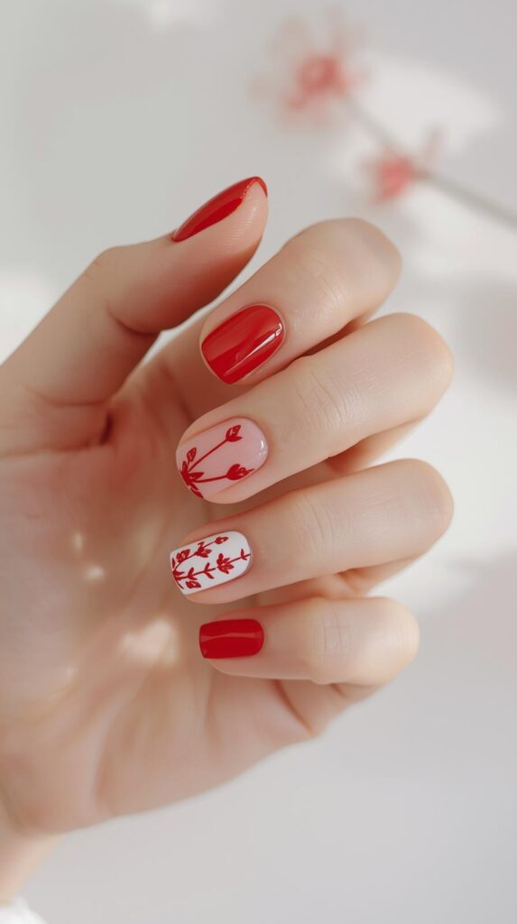 Minimal Red Spring Nail Designs