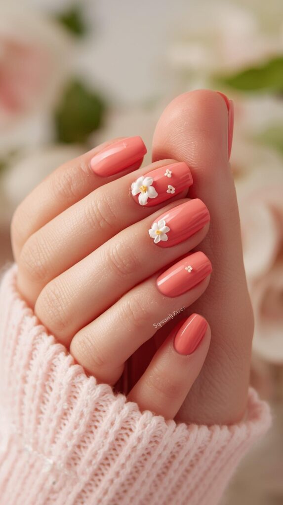 Soft Red Pastel Nails for Spring