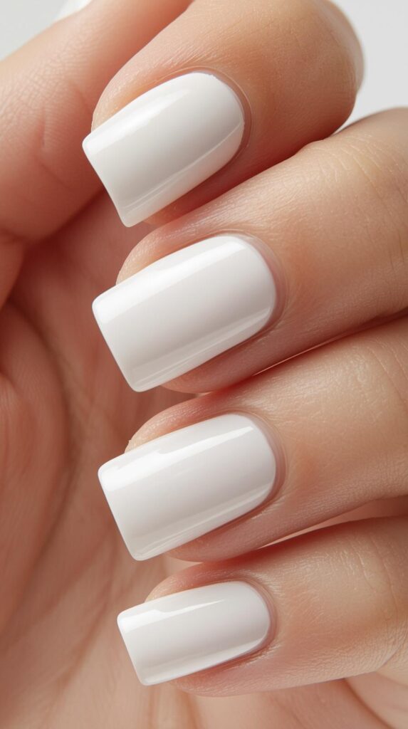 1. Classic Glossy White Square Nails