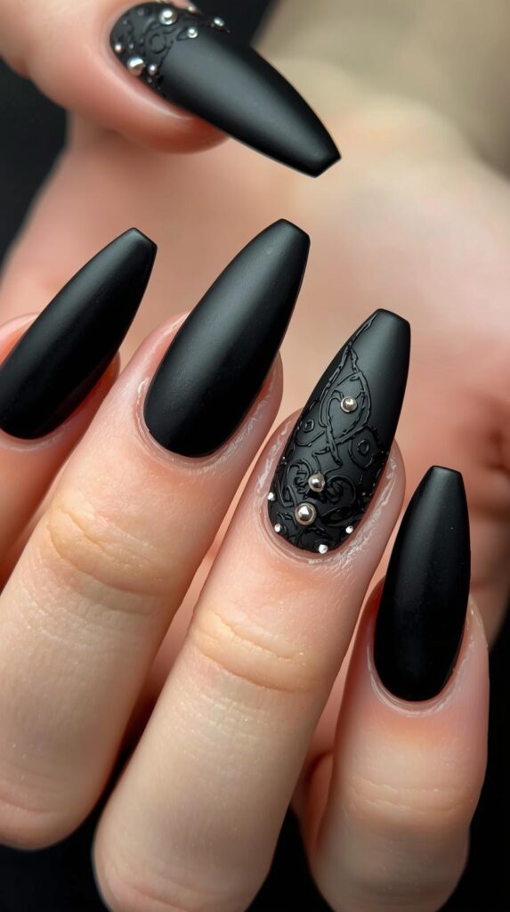 10. Black Gothic Nails