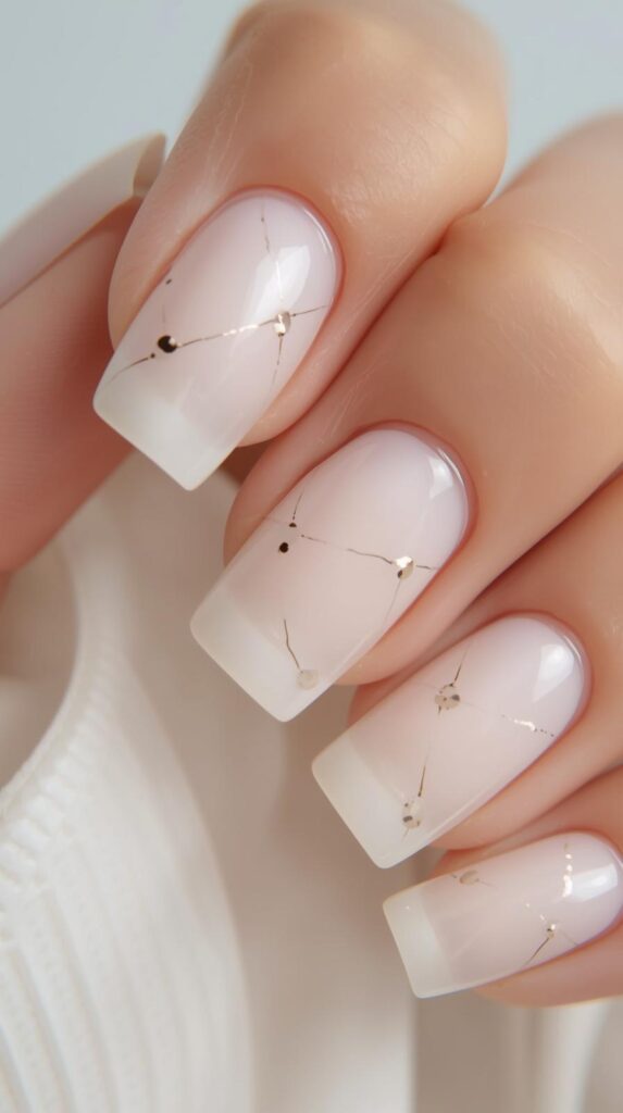 10. Bubble Bath Nails with Minimal Line Art