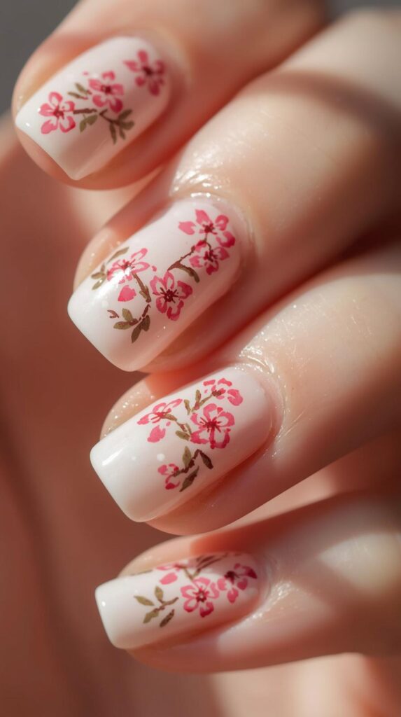 10. Cherry Blossom Inspired Nails
