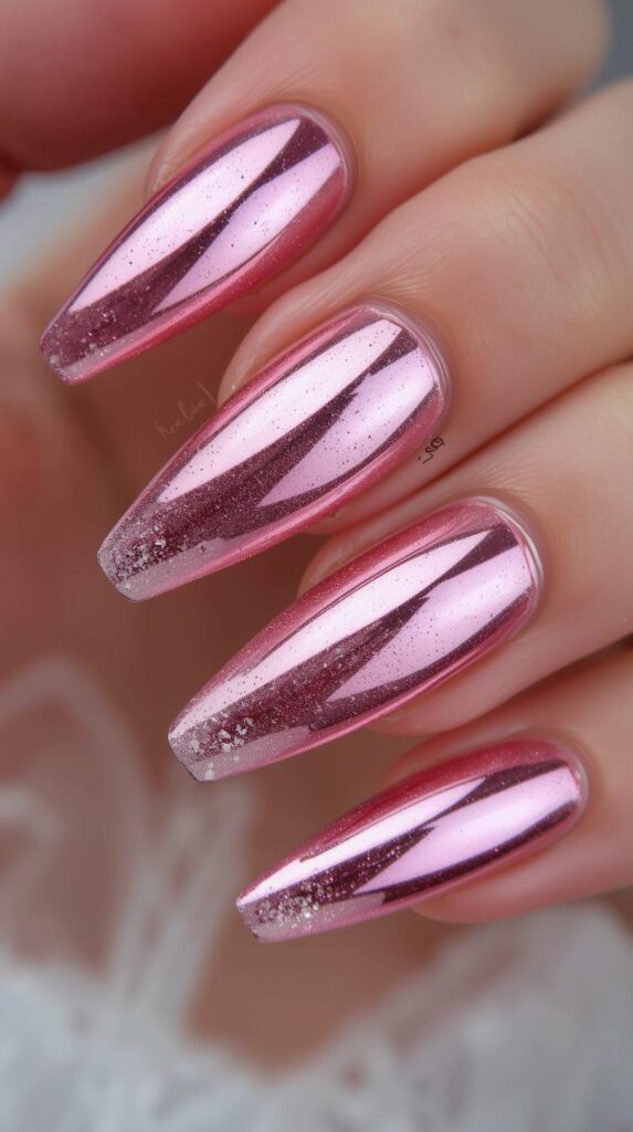 10. Chrome Pink Birthday Nails