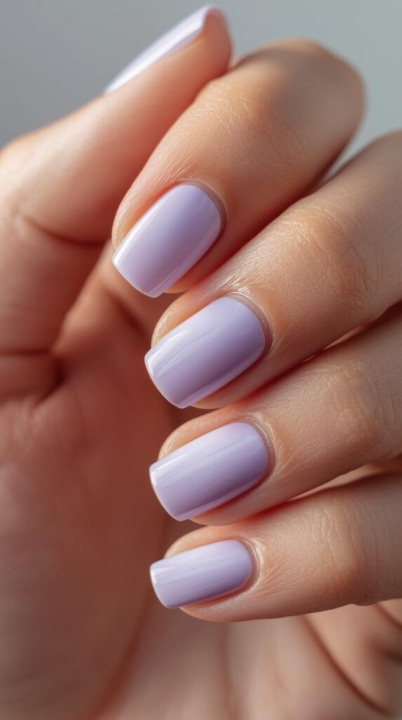 10. Short Pastel Purple Nails