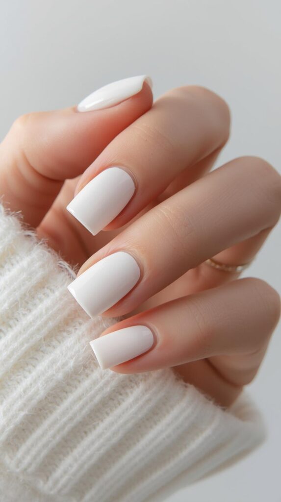 10. Short White Square Everyday Nails