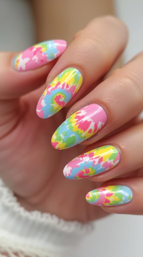 10. Tie-Dye Funky Fun Spring Nails