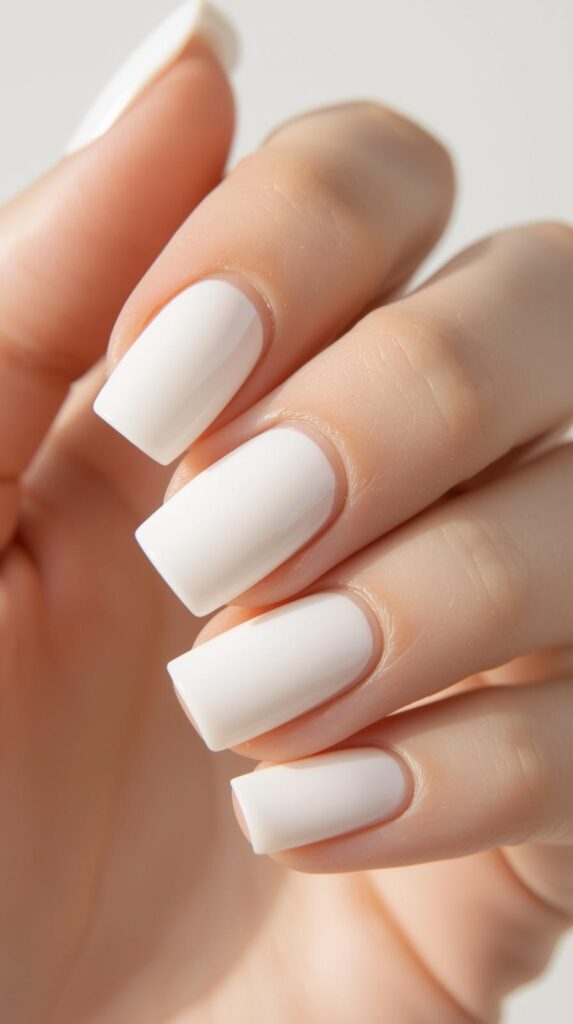 12. Milky White Square Nails