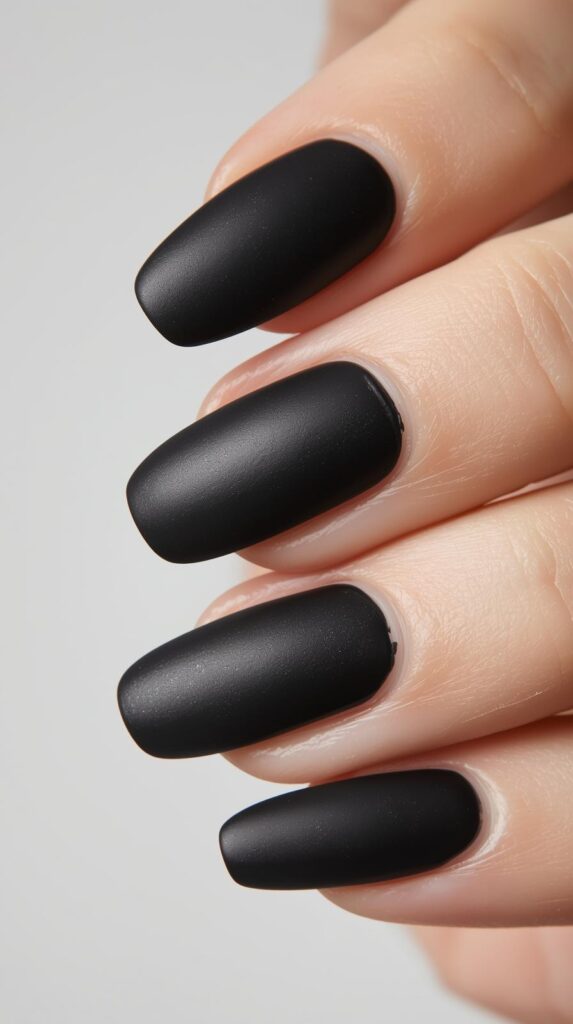 2. Matte Black Nails