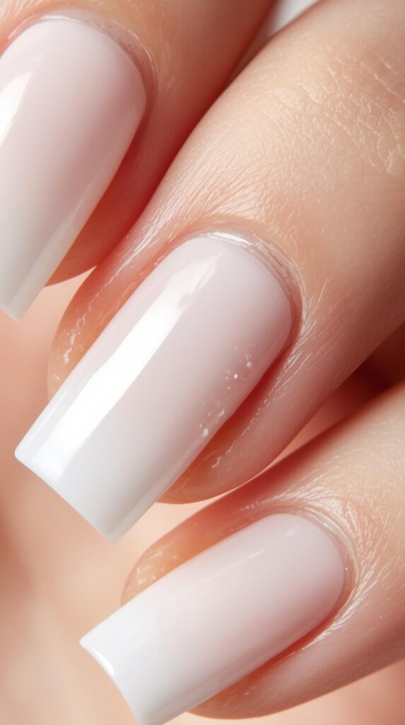 2. Milky White Gel X Extensions