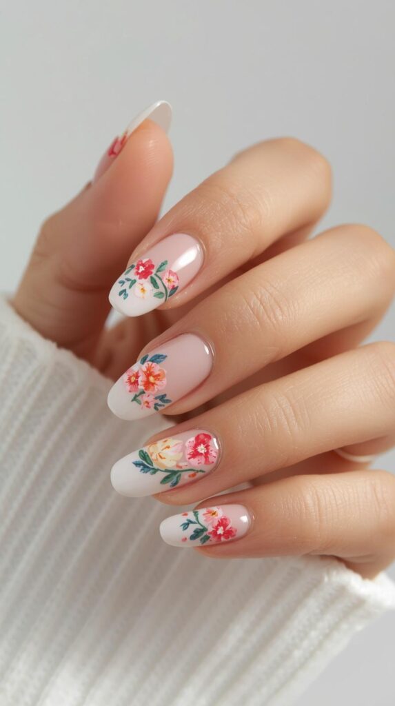 3. Floral Accent Nails