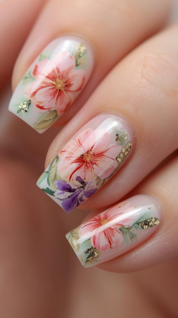 3. Floral Gel X Nail Art
