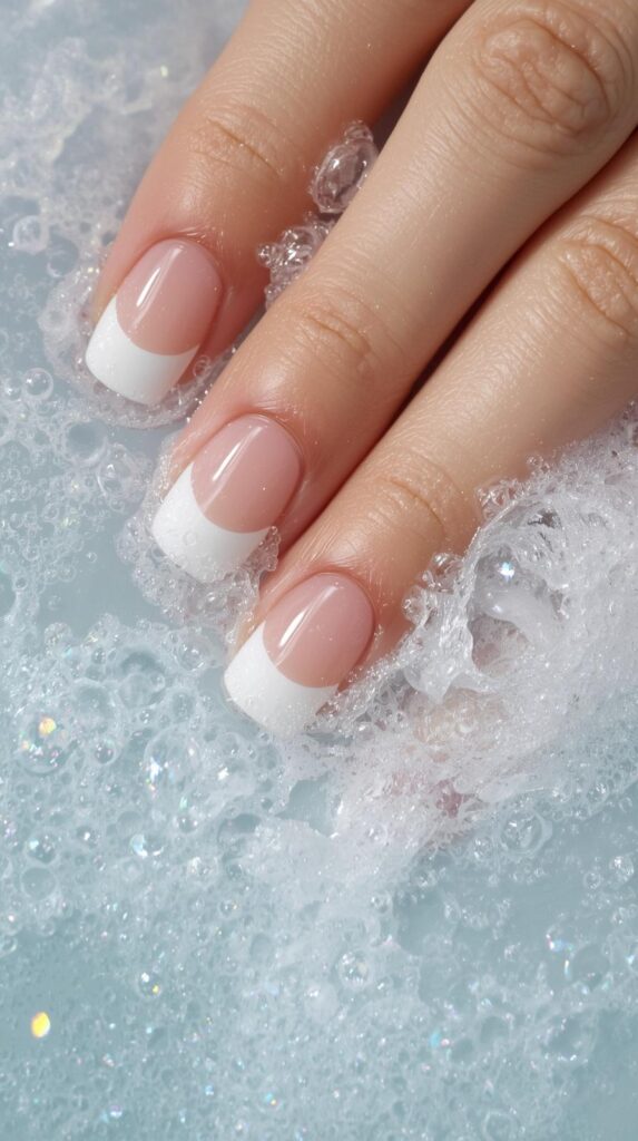 4. Bubble Bath French Tip Nails