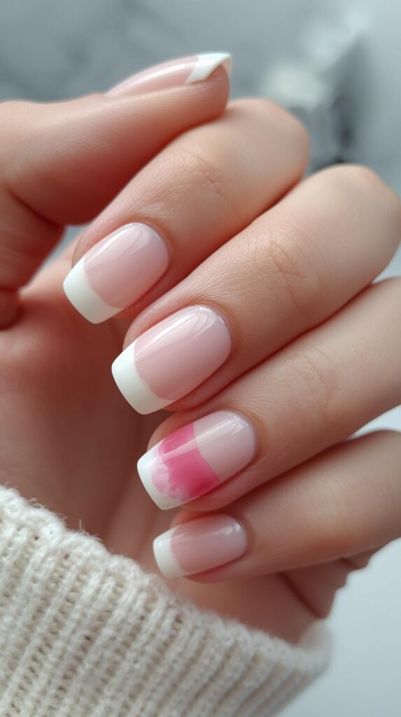 4. Simple French Tips with Color