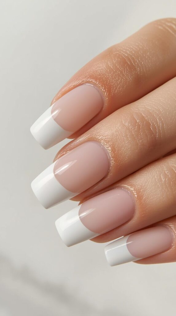 4. White French Tip Square Nails