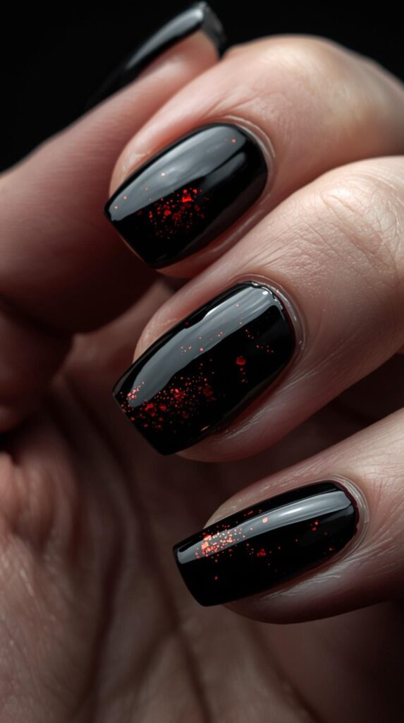 5. Black Flame Nails