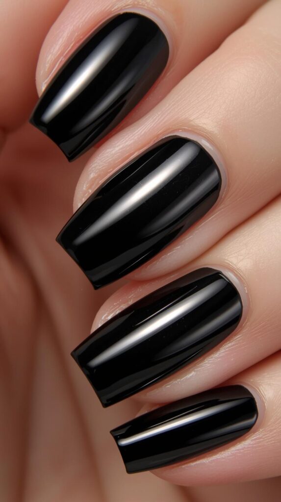 6. Black Chrome Nails