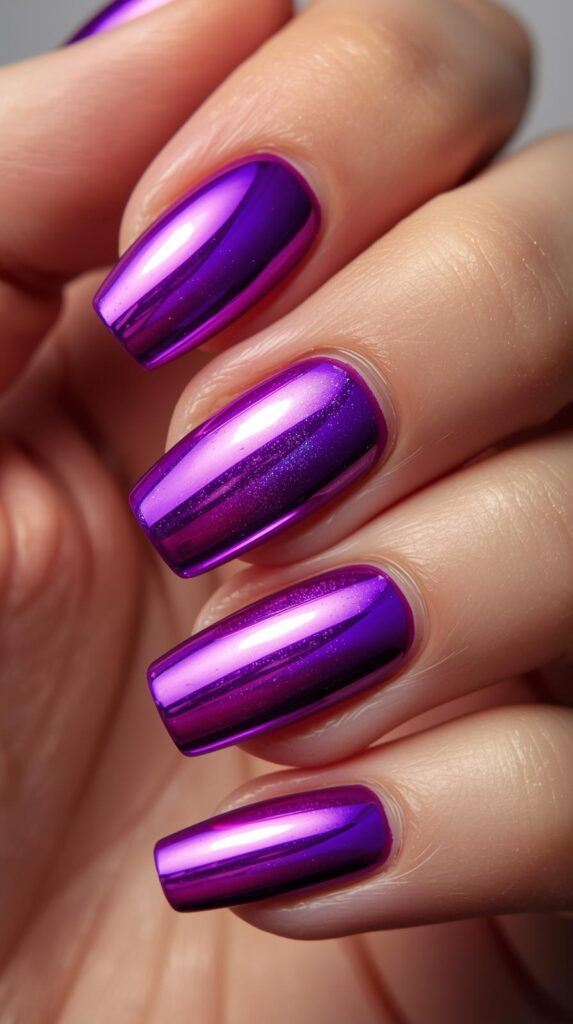6. Purple Chrome Nails