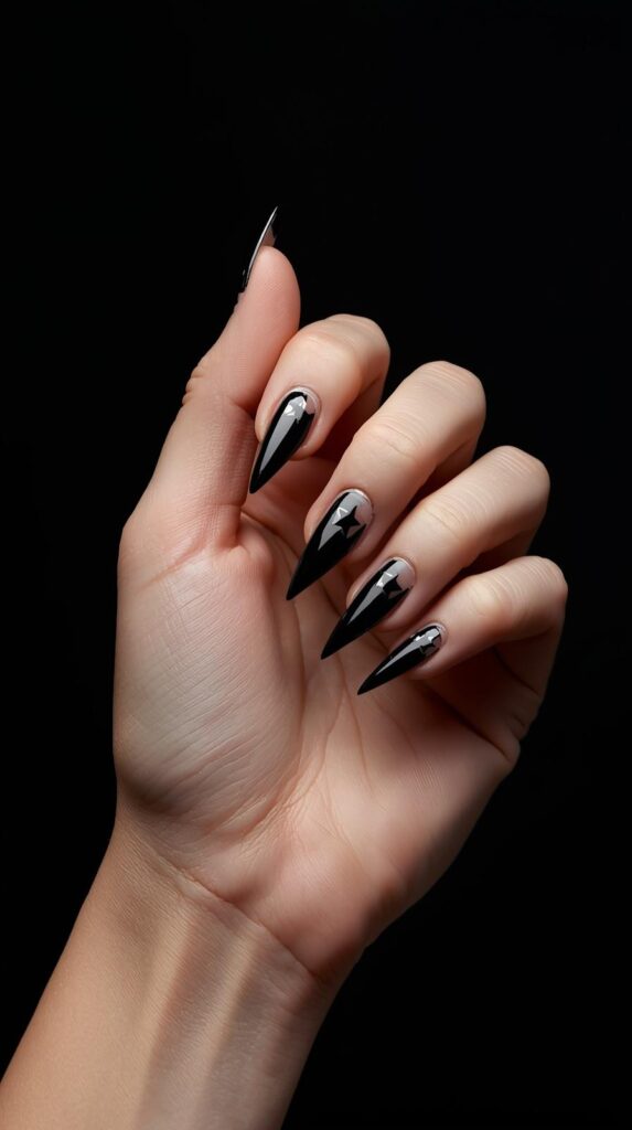 7. Black Star Nails