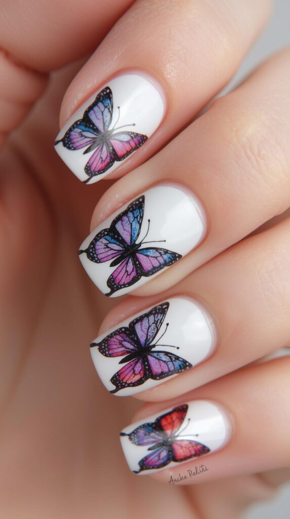 7. Butterfly Birthday Nail Design