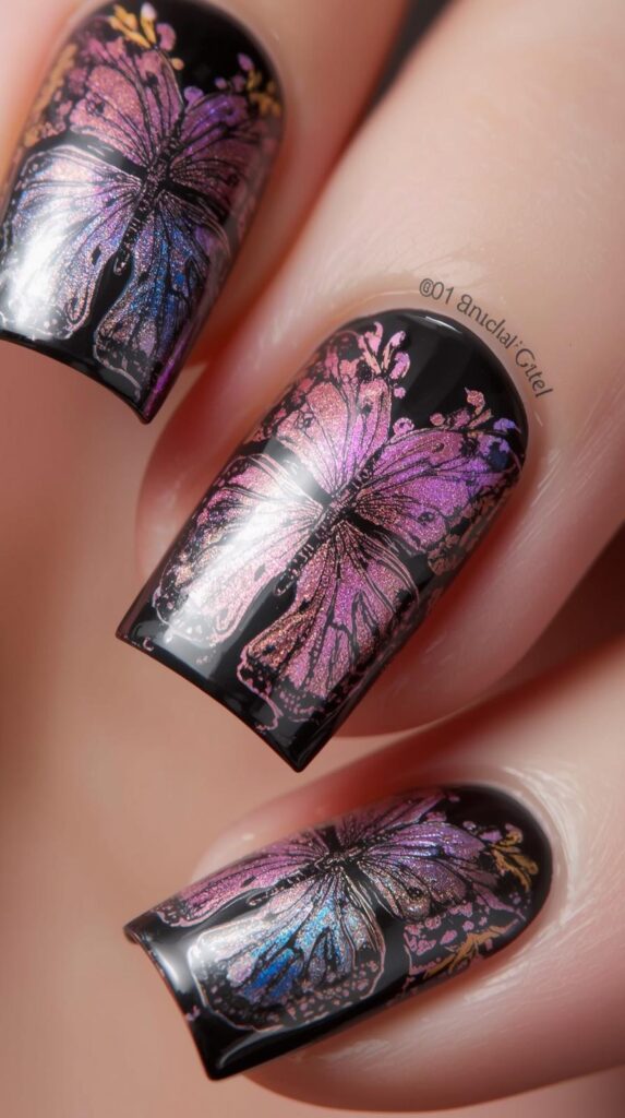 7. Butterfly Gel X Nail Design