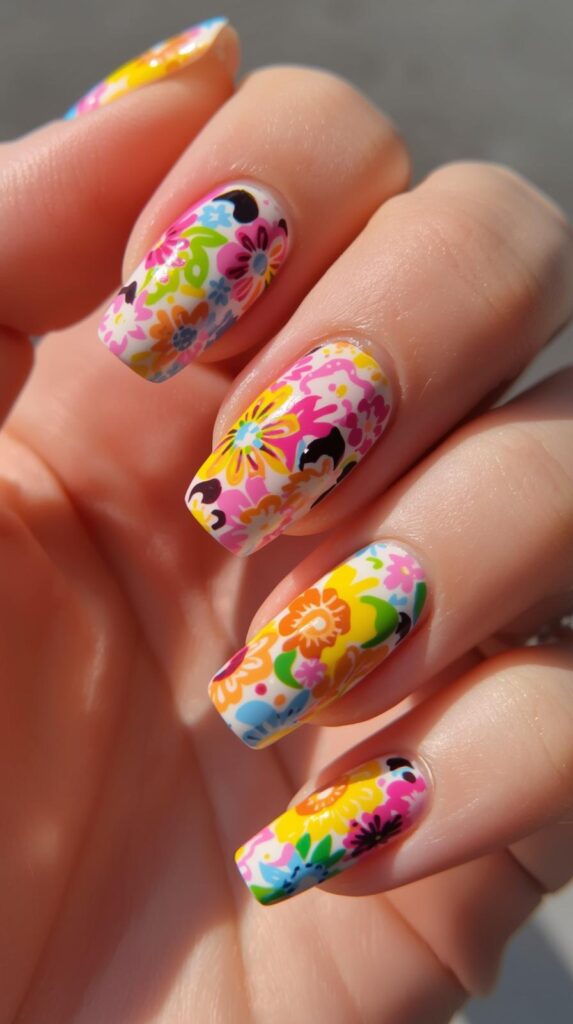7. Floral Pop Funky Fun Spring Nails