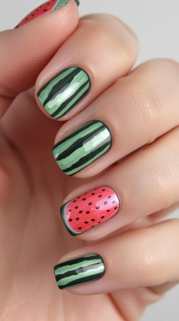 7. Watermelon Nail Design