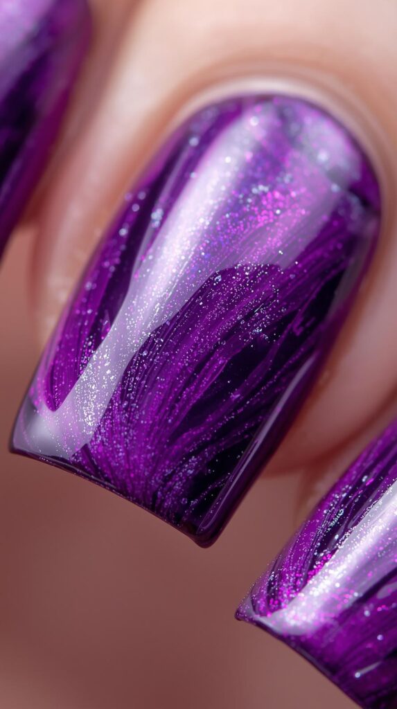 8. Abstract Purple Swirl Nails