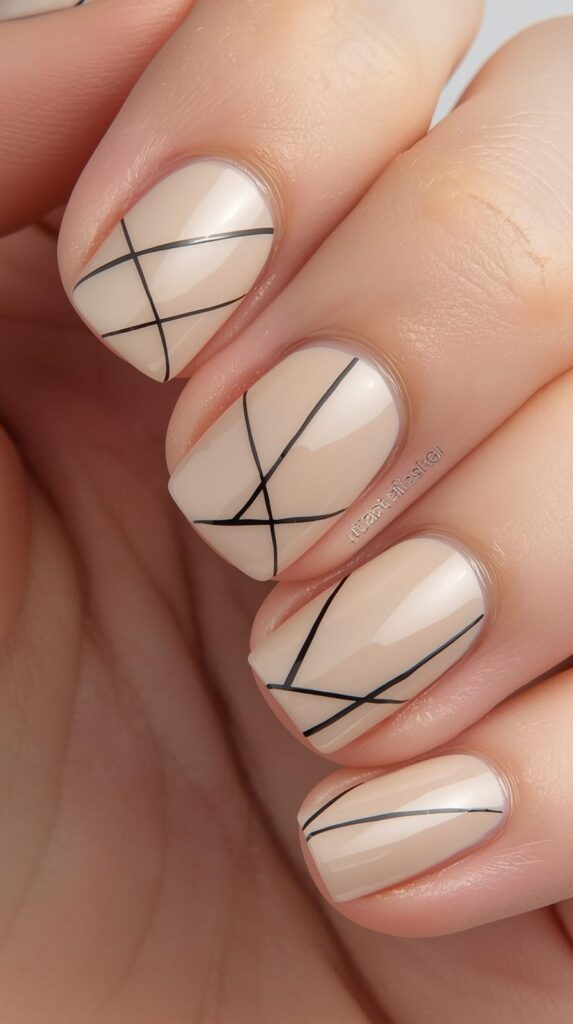 8. Minimal Line Art Nails
