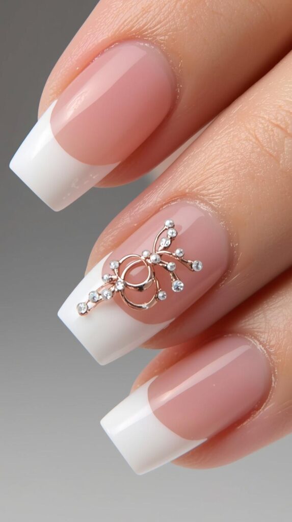 9. French Tip Gel X with Spring Twist