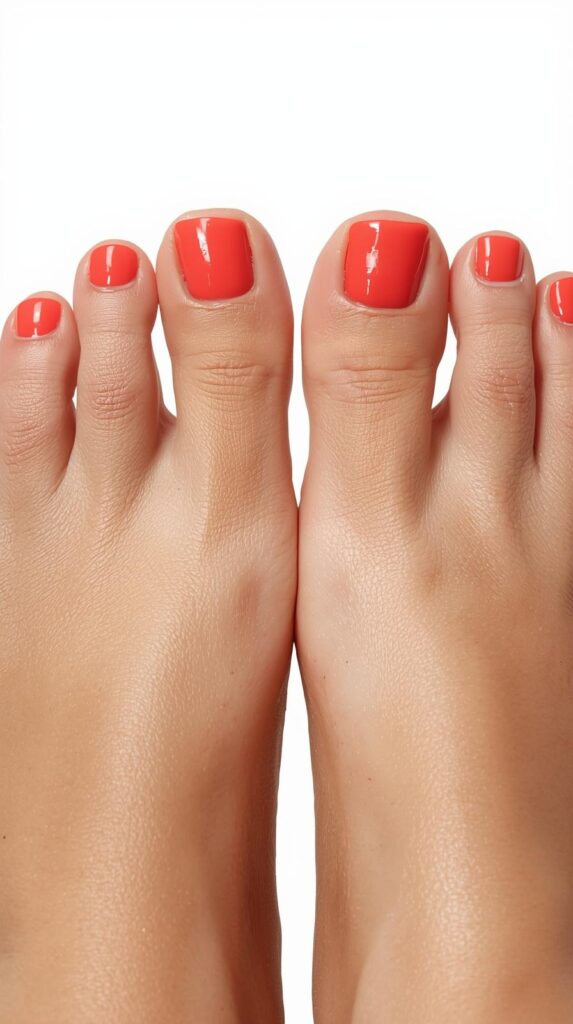 1. Bright Coral Pedicure