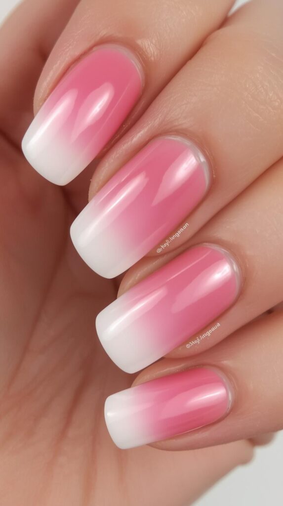 1. Classic Pink to White Ombre Nails