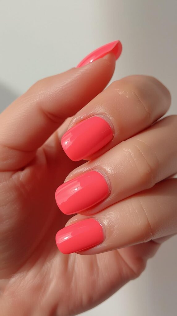 1. Glossy Nude Short Acrylic Nails