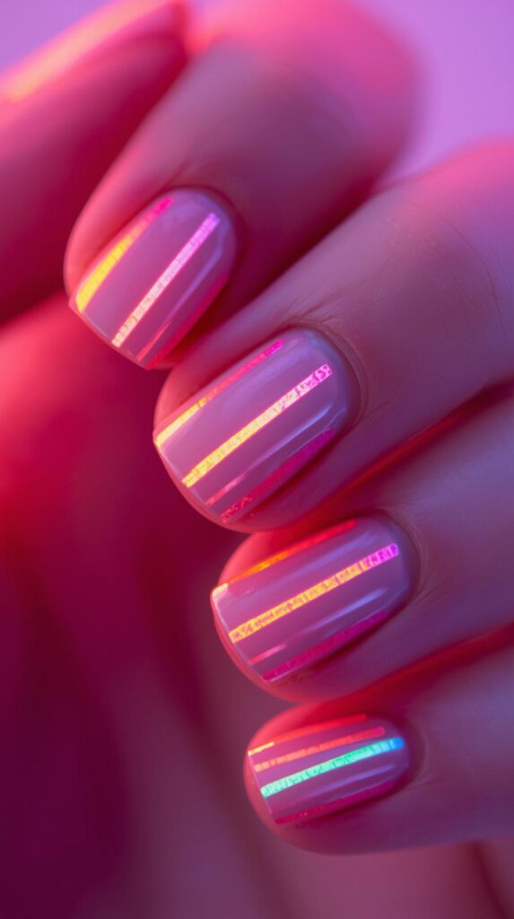 1. Neon Rainbow Nails