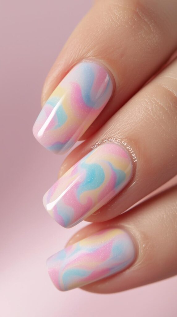 1. Pastel Swirl Nails