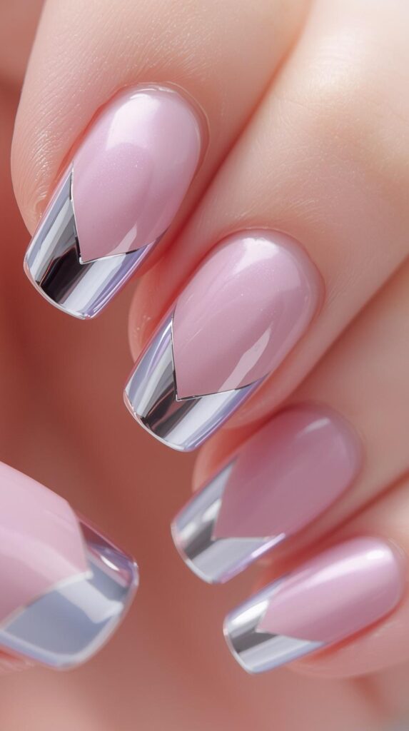 10. Chrome Outline Pastel Tips