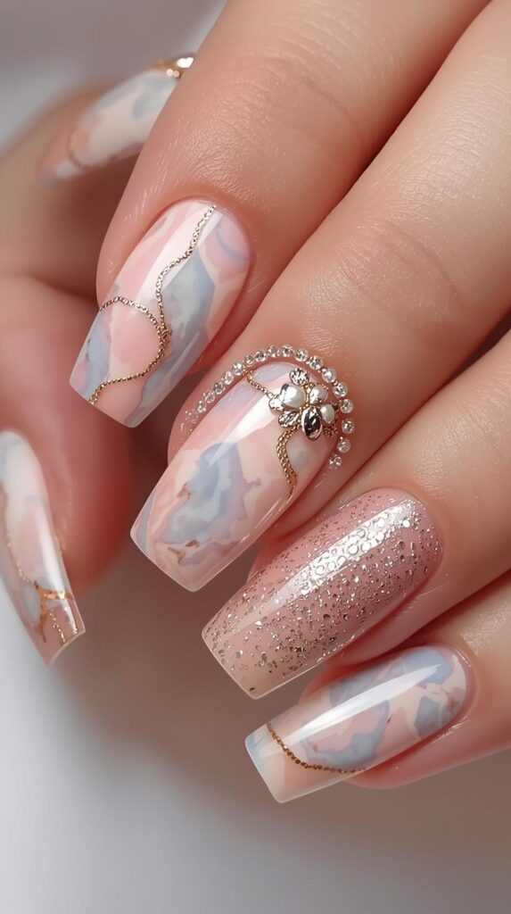 10. Marble Birthday Nails