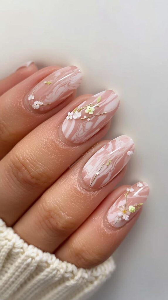 10. Marble Spring Nails