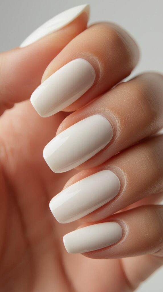 10. Milky White Nails