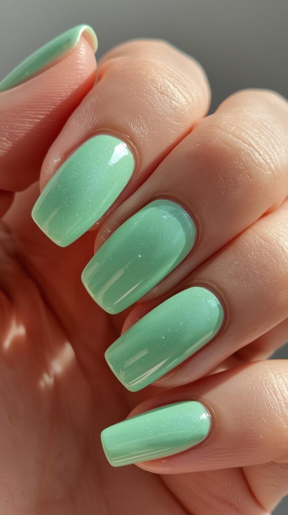 10. Mint Green Chrome Nails