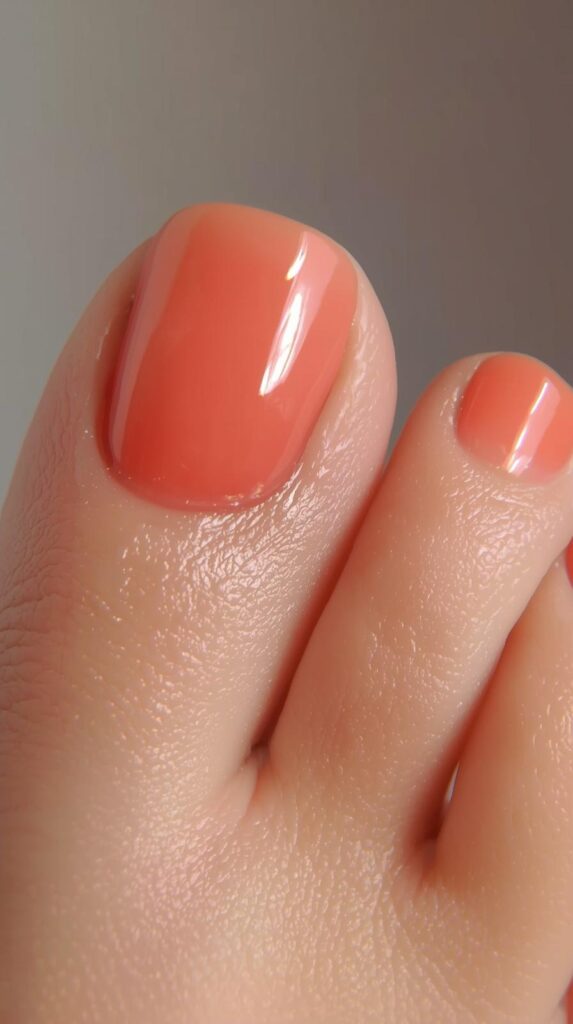 10. Peach Coral Jelly Toenails
