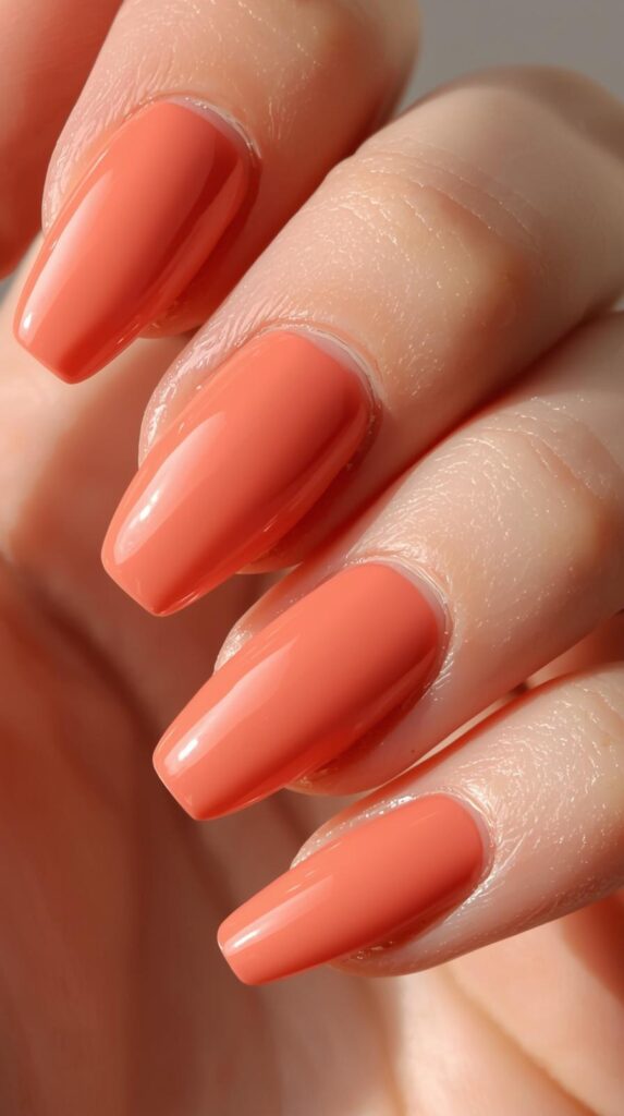 10. Peachy Coral Gel Nails