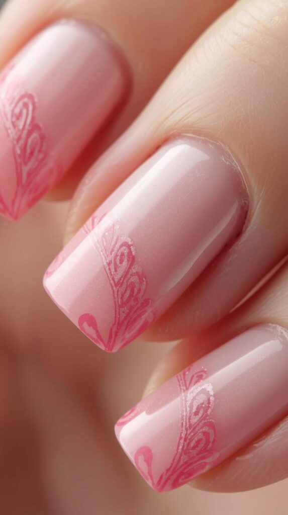 10. Pink Swirl Nails