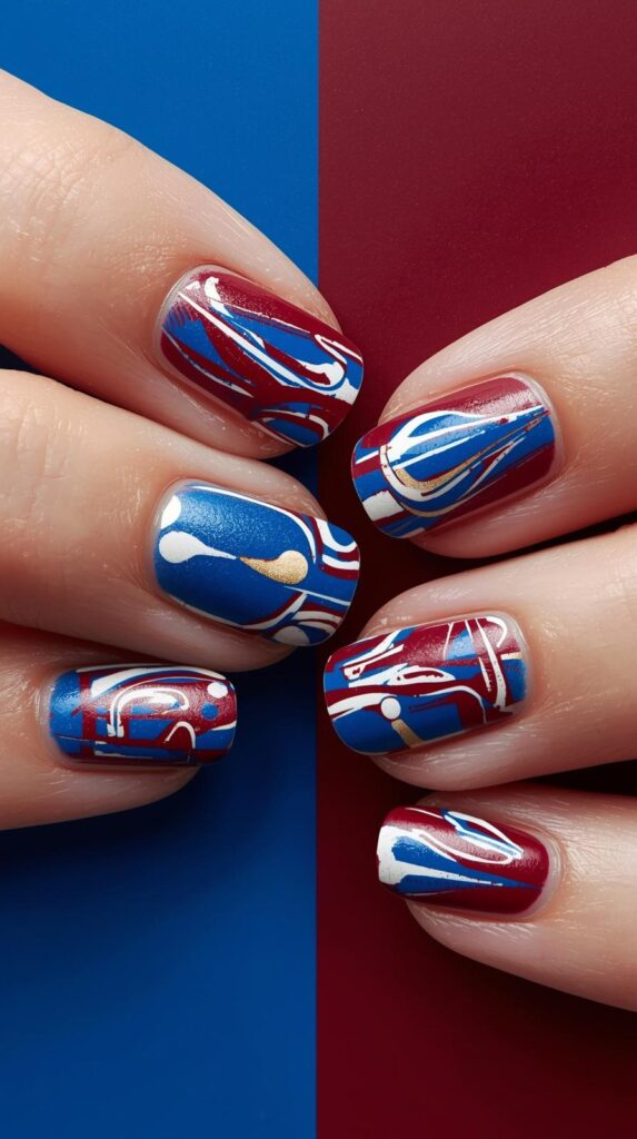 12. Abstract Art Short Nails