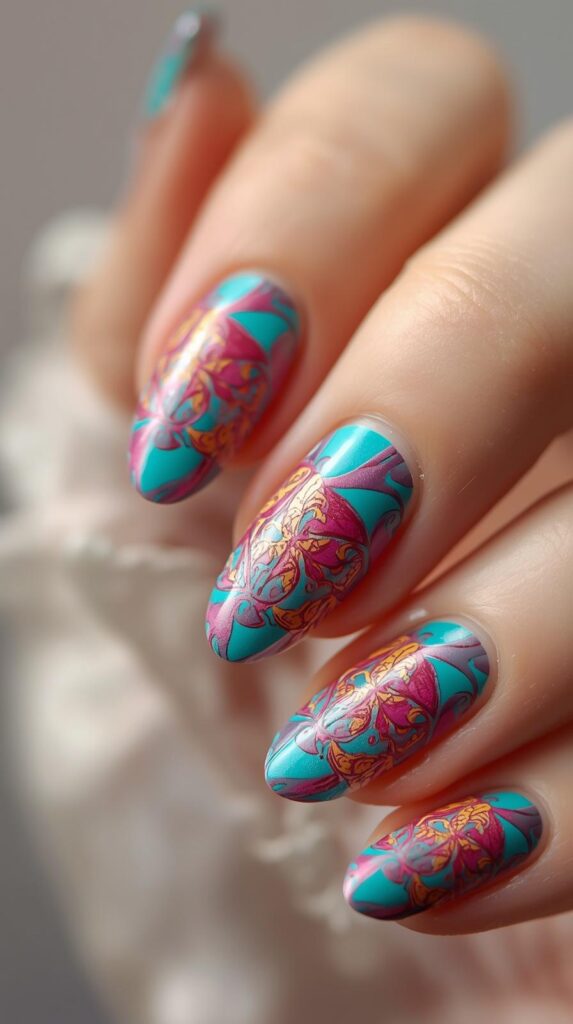 12. Almond Shape Pucci Nails