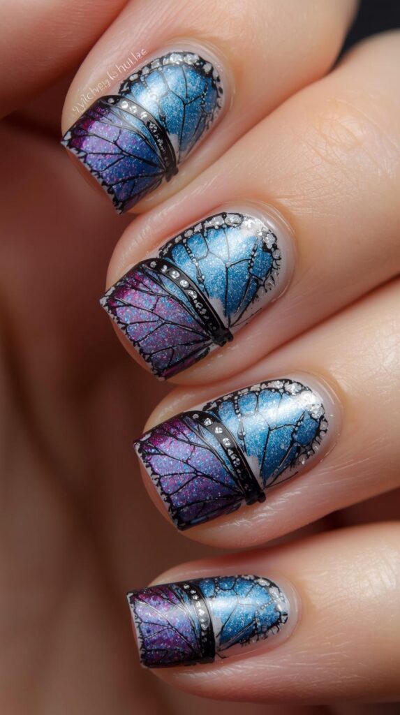 12. Butterfly Nail Art