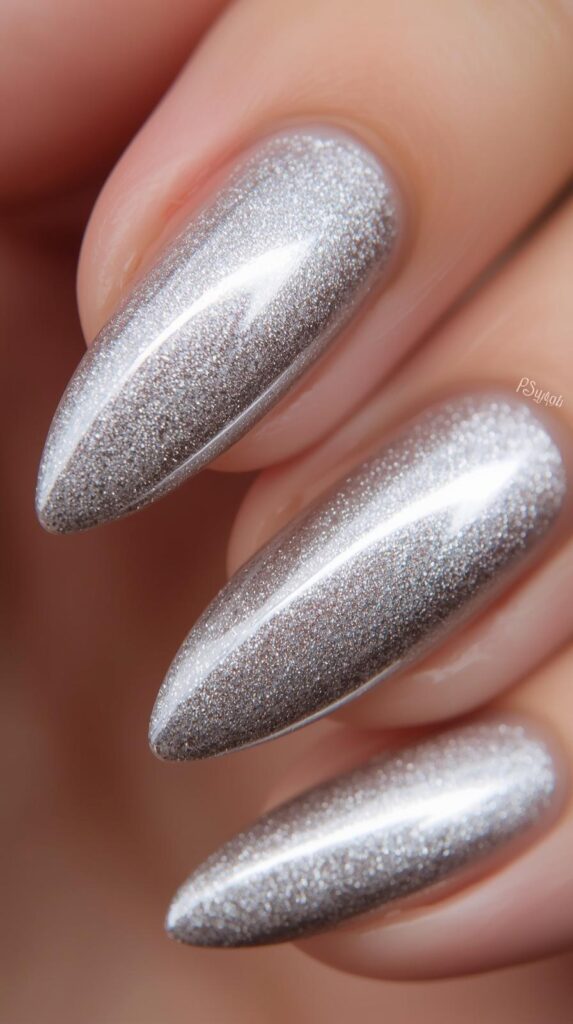 12. Metallic Silver Nails