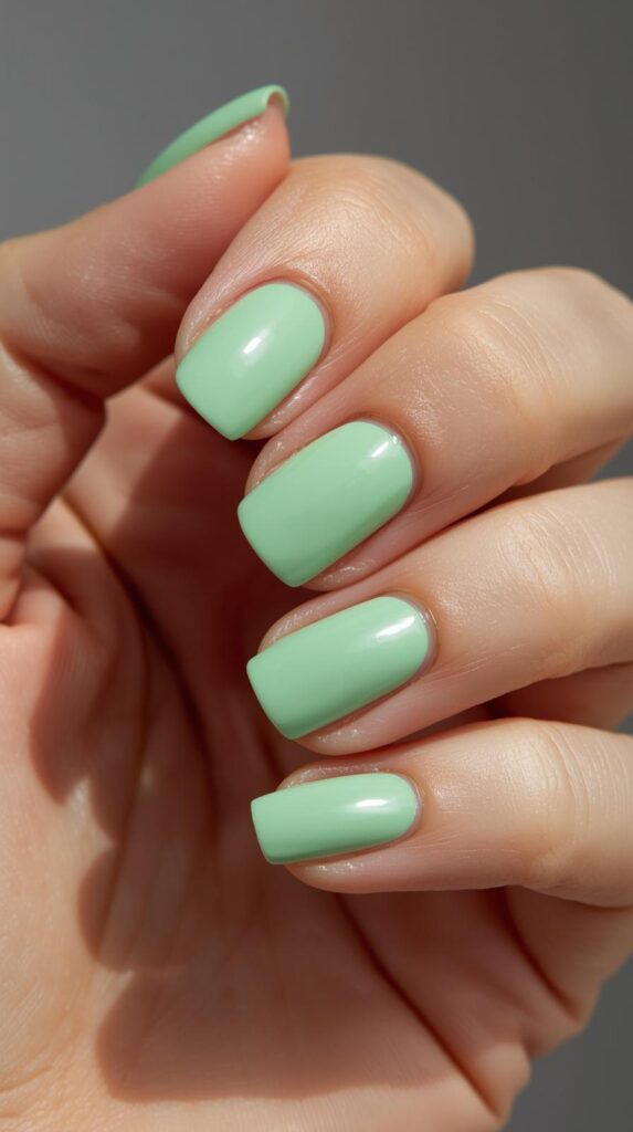 13. Mint Green Short Nails
