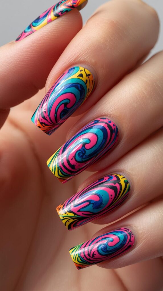 13. Multi-Color Statement Pucci Nails