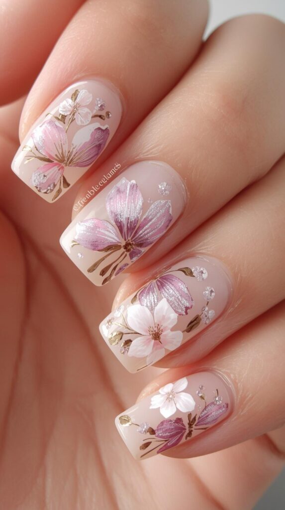 2. Floral Gel Nail Art
